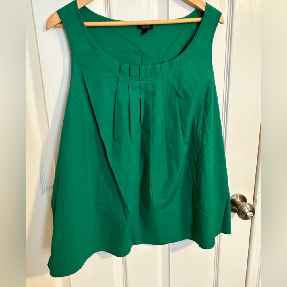 Talbots Vibrant Green Pleated Blouse